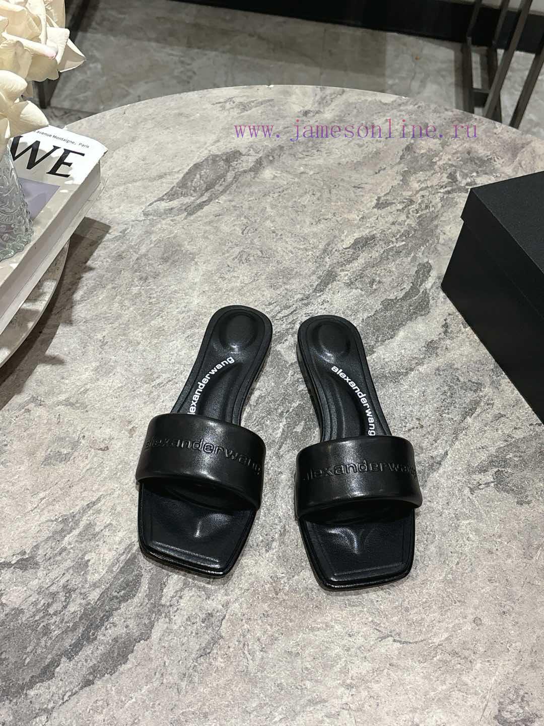 Alexander Wang's 25 Spring/Summer Women's New Logo Flat Slippers Denim Style Original Material 49yu97v6 - Image 2