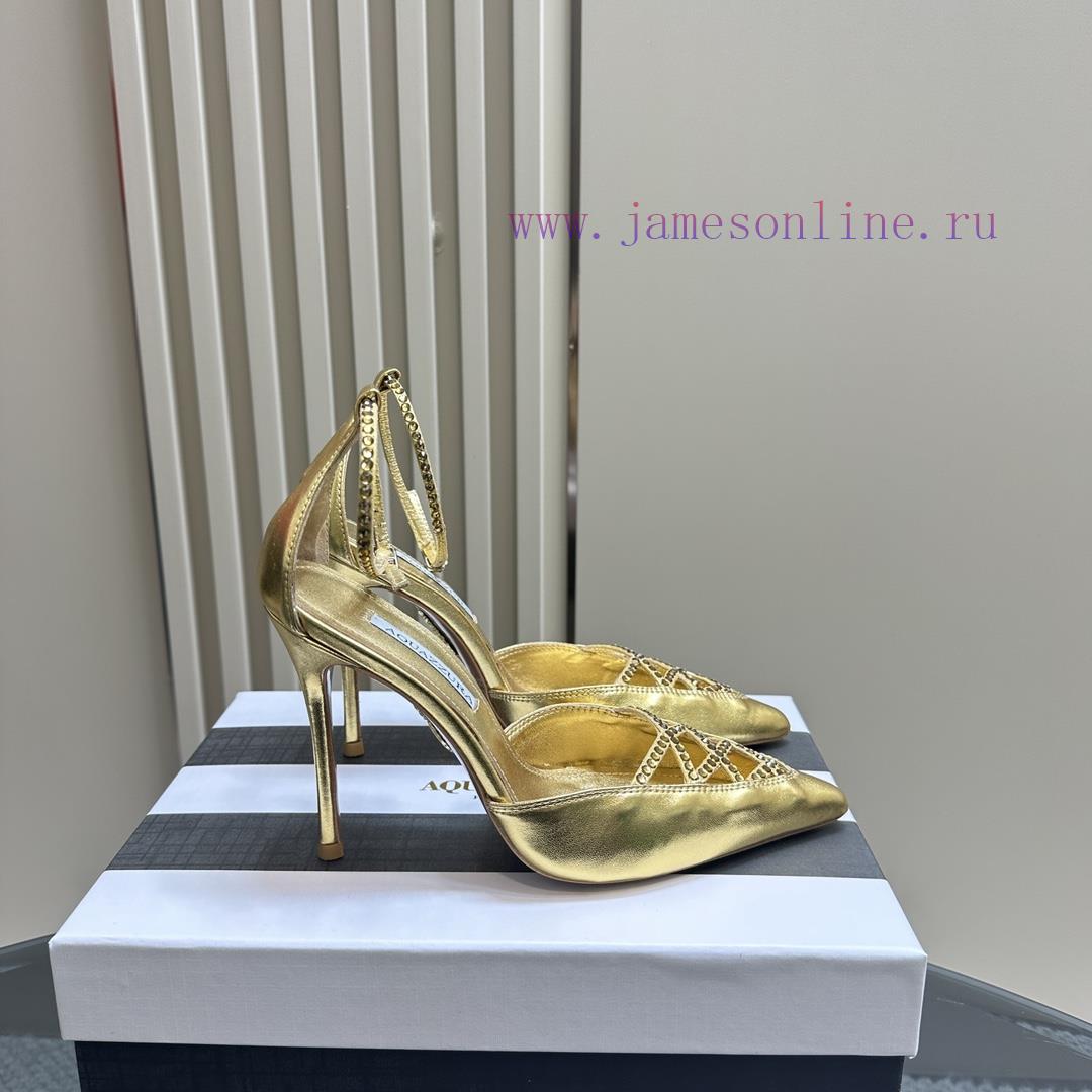 AQUAZZURA 24 Spring/Summer New Collection AsCrystal High Heels With Adjustable Ankle Strap And 2g53a324 - Image 3