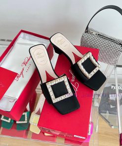 ️️* 𝓥/Biki Love 4.5cm Diamond Thread Satin High Heels-Black Yellow Grey Green Rose Red-Material nxuql2zf