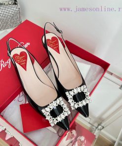 ️𝑹𝒐𝒈𝒆𝒓𝑽𝒊𝒗 * 𝒆𝒓 New Virgule Diamond Buckle Comma Heel With High Heels | Top Purchasing Level-Bla qo3p0whj