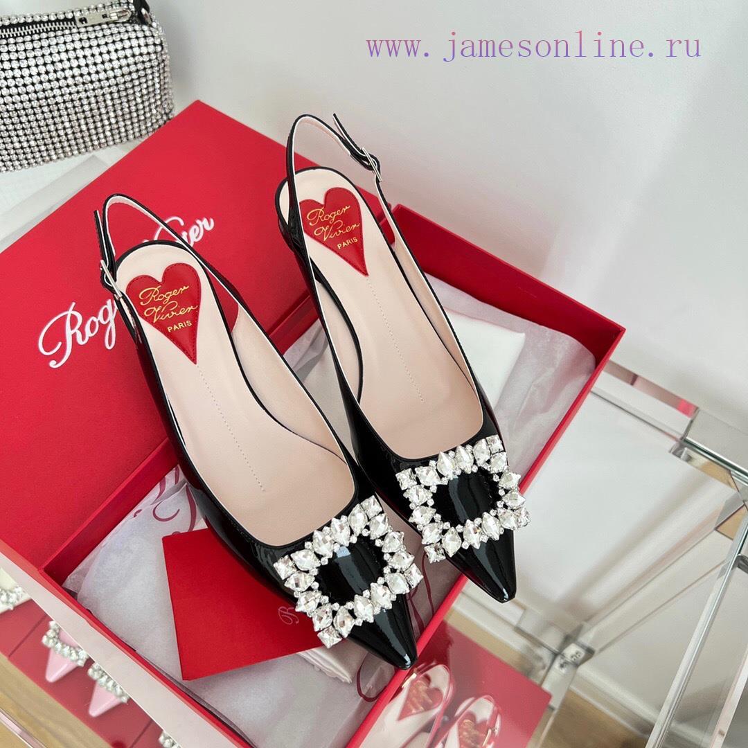 ️𝑹𝒐𝒈𝒆𝒓𝑽𝒊𝒗 * 𝒆𝒓 New Virgule Diamond Buckle Comma Heel With High Heels | Top Purchasing Level-Bla qo3p0whj