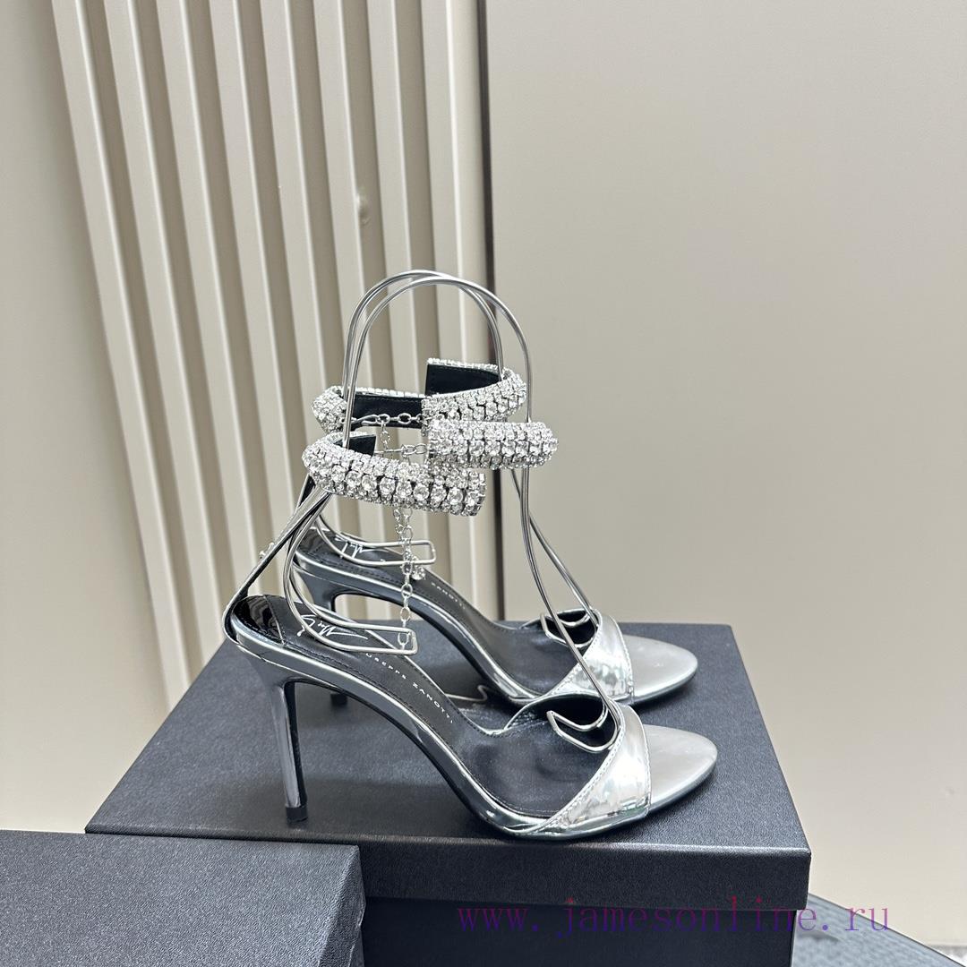 Giuseppe ZanottiGZ 2024s New Rhinestone High HeelsLacquer Leather Shoe Headpiece With Rhineston 59a9plm2 - Image 6