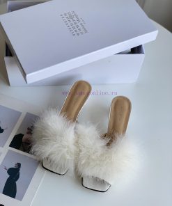 High Quality Maison Margiela MM6 New SlippersUpper Mink Fur Lining Sheepskin Heel Height 5.5/9. kukaxzig