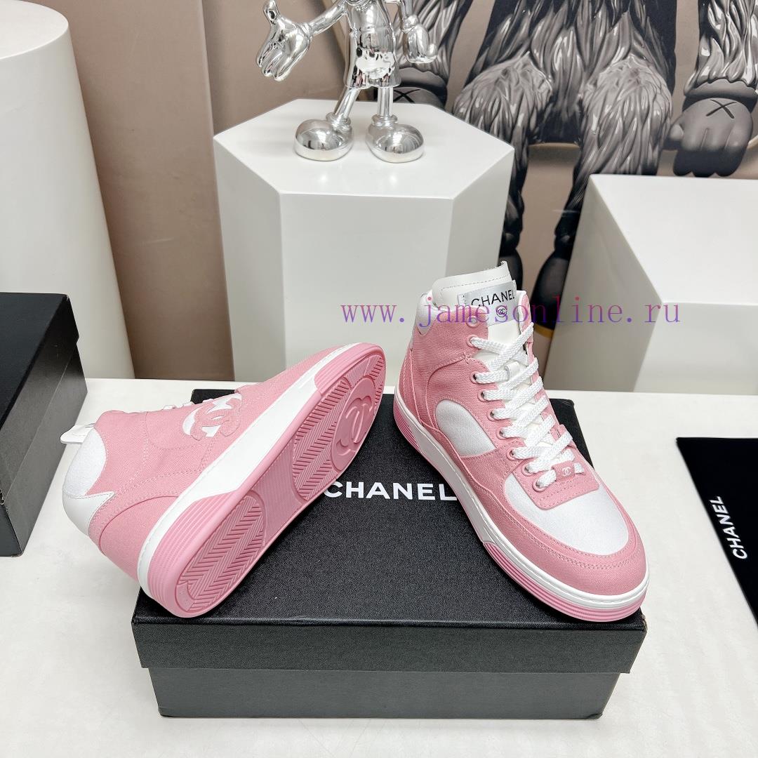 Top Fabric "Chanel C Home 2024 Vs Spring/Summer Hot Canvas Leisure SeriesHigh Top Color Blocked bbrvioom - Image 10