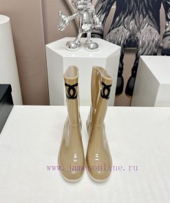 Top TierC * HANEL Chanel 24vs Summer Hot Rain Boots SeriesRound Toe Printed High-heeled Rain Bo 5oiz818q