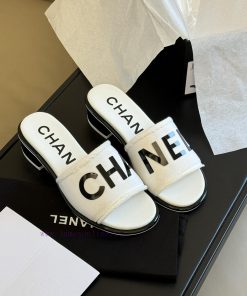 Chane…l Ss24 New Arrival～Chanel 24 Spring/Summer Small Thick Heel Slippers New ProductCotton Sw b1w5ojjn