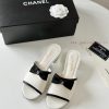 Chanel 24S Early Spring New Fish Mouth Series SlippersAs Always The Classic Bow LayoutSheepskin d109vrmr