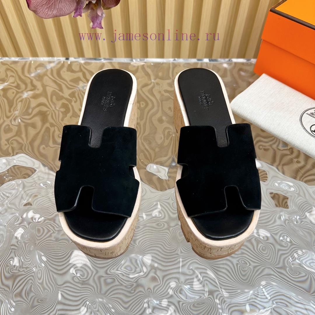 Top Notch Heel Hemers 2024 SS Hermes Early Spring New I-shaped Thick Soled Slippers With Leathe nm9k0alg - Image 3
