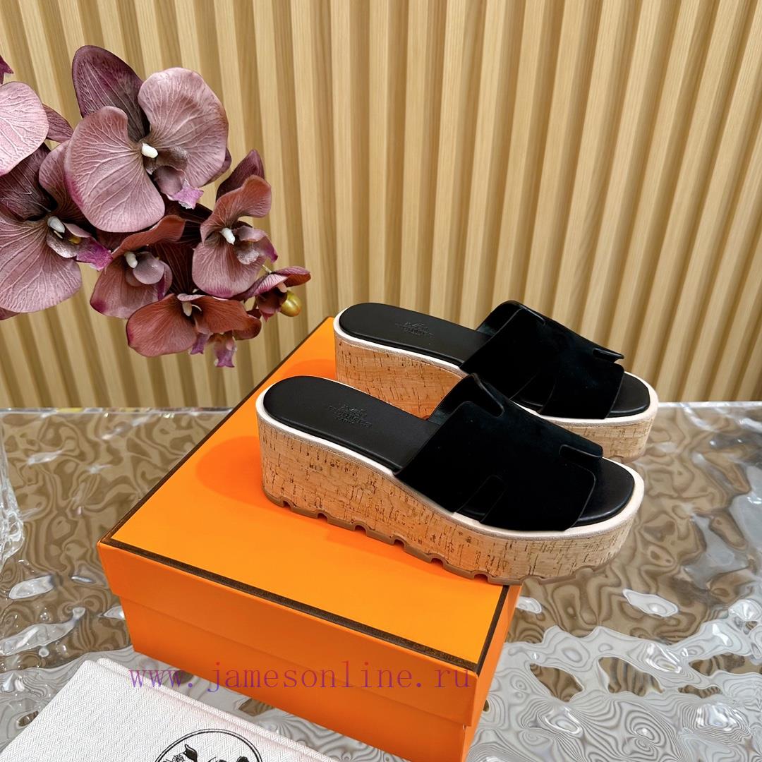 Top Notch Heel Hemers 2024 SS Hermes Early Spring New I-shaped Thick Soled Slippers With Leathe nm9k0alg - Image 4