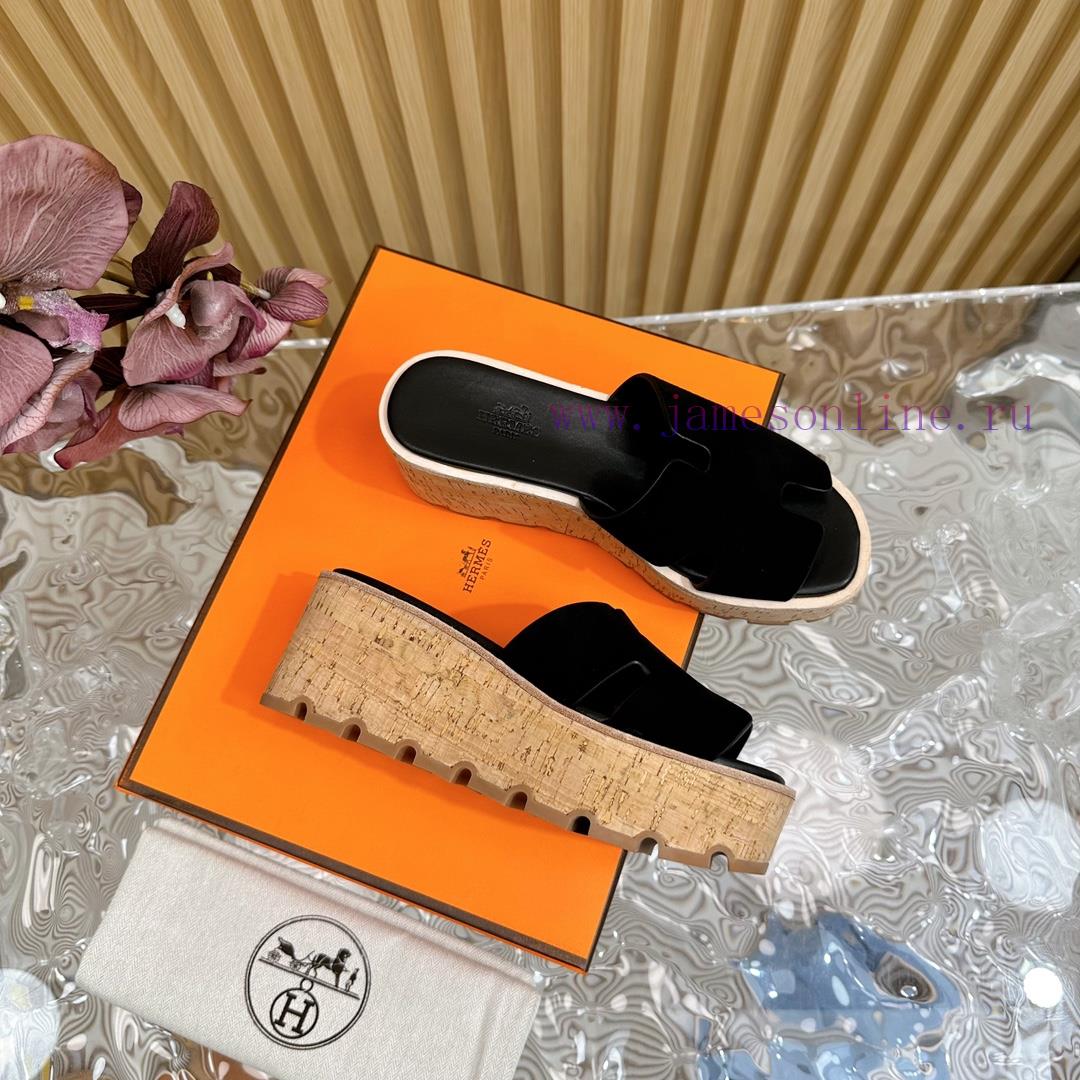 Top Notch Heel Hemers 2024 SS Hermes Early Spring New I-shaped Thick Soled Slippers With Leathe nm9k0alg - Image 7