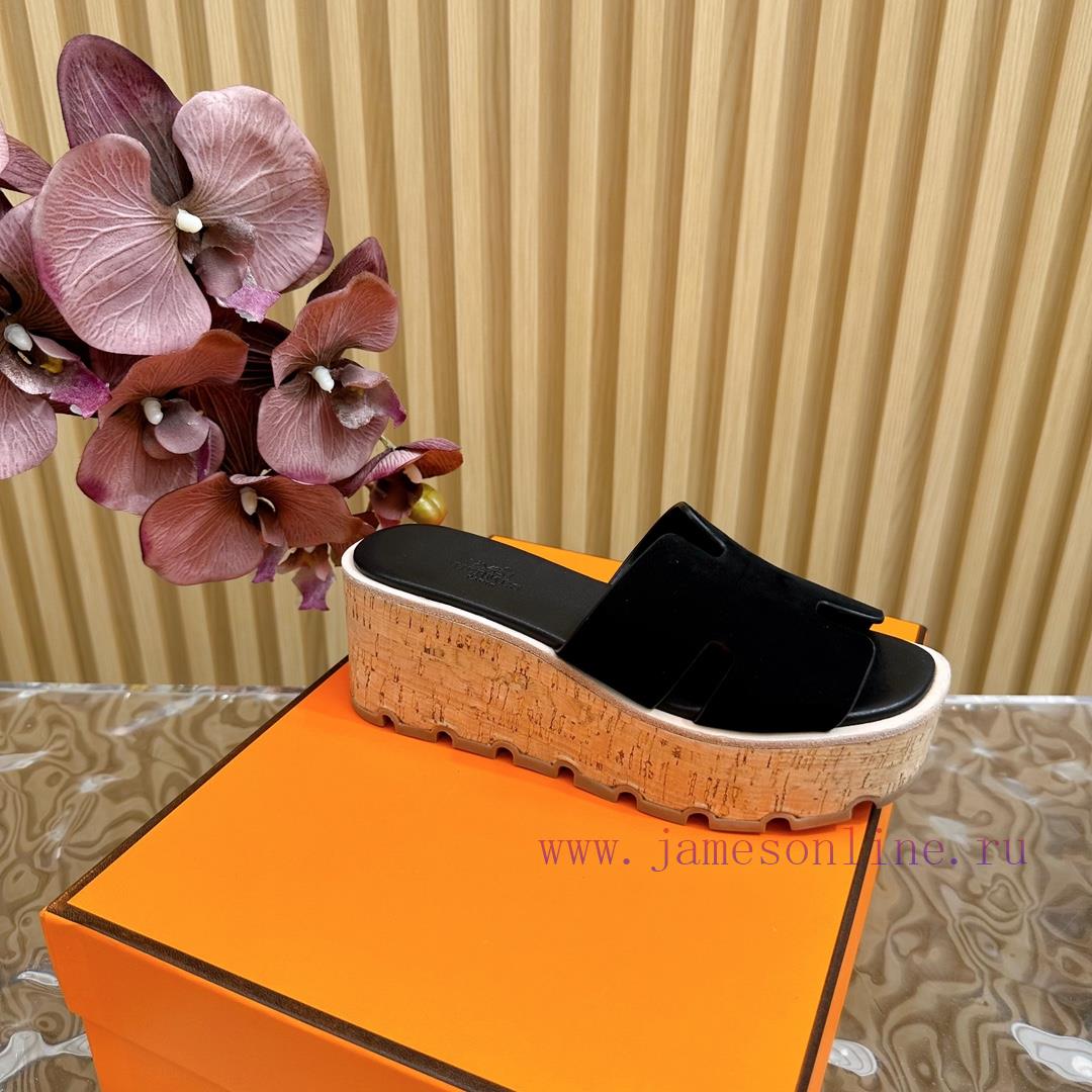 Top Notch Heel Hemers 2024 SS Hermes Early Spring New I-shaped Thick Soled Slippers With Leathe nm9k0alg - Image 8