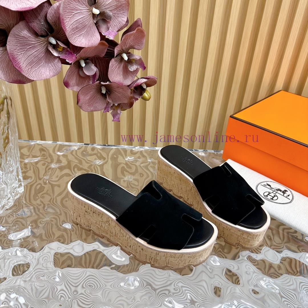 Top Notch Heel Hemers 2024 SS Hermes Early Spring New I-shaped Thick Soled Slippers With Leathe nm9k0alg - Image 9