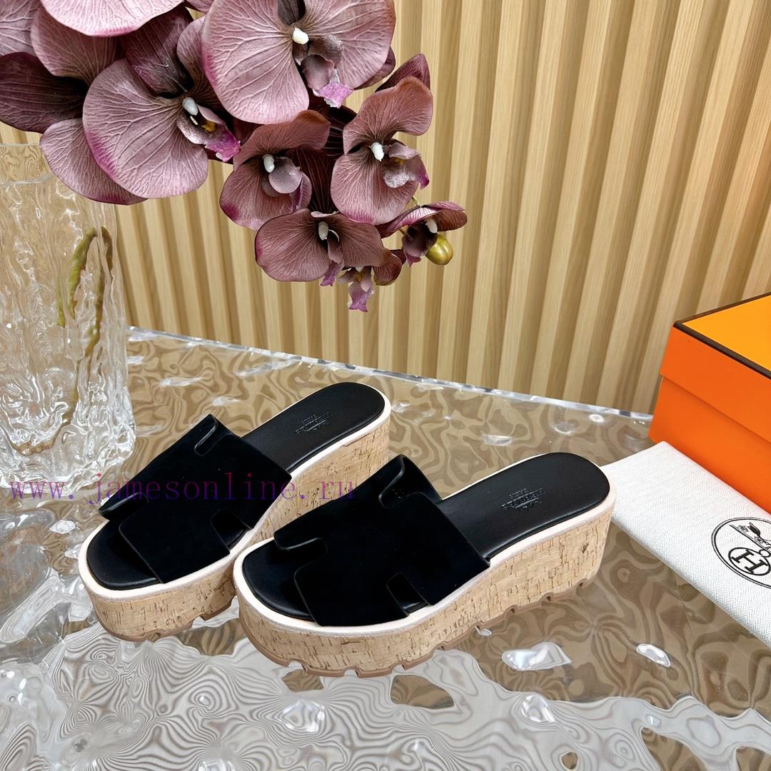 Top Notch Heel Hemers 2024 SS Hermes Early Spring New I-shaped Thick Soled Slippers With Leathe nm9k0alg - Image 10
