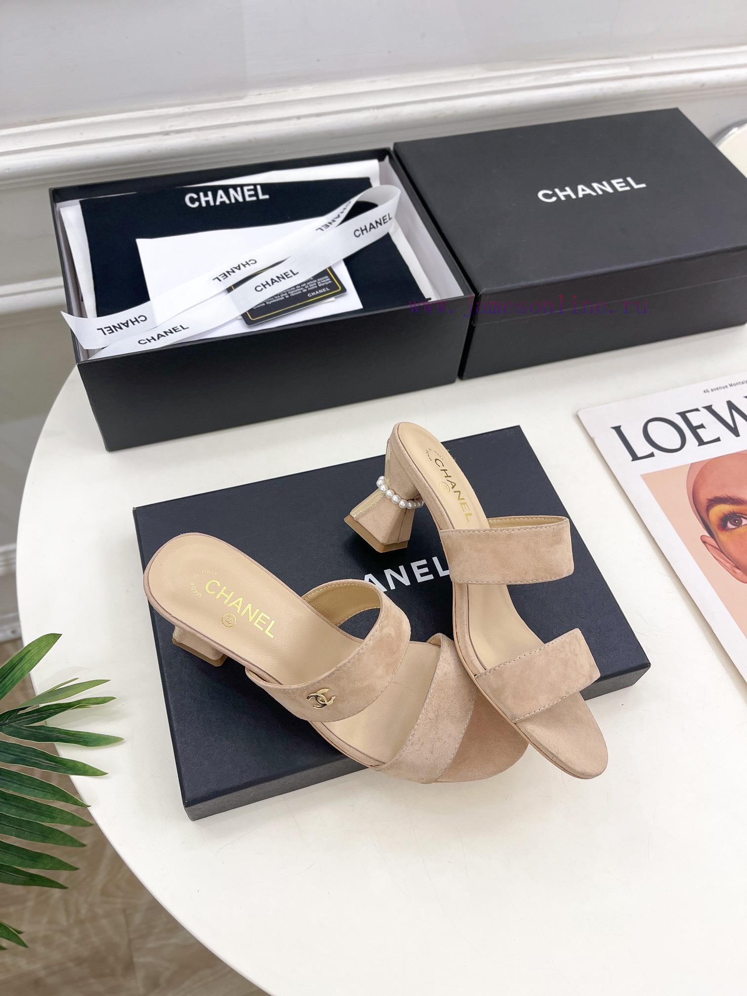 ️𝐂𝐇𝐀𝐍𝐄* 🦋 2024 Early Spring New Product Classic Pearl Heel Slippers Series Newly Released 〰The div5fhq0 - Image 5