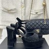 Chanel | Chanel 24P New Product ShowWaterproof Platform Double C Rhinestone High-heeled Sandals 4m3agjxz