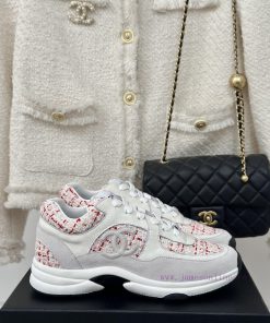 Chanel | Chanel 24P Classic Floral MatDouble C Hidden Snow White SneakersSilver Tweed Tweed Loo vypynatj