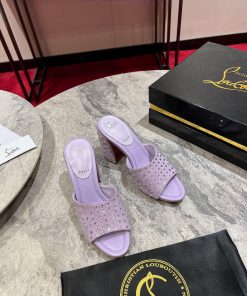 Coarse Heeled Slippers 🦋 ꫛꫀw.︎ ️Jane Mule Strass Boum High Heels Are Made Of Black Calf Velvet 9hr16jct