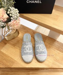 CHANEL 24ss New Double C Color Blocked Beads With Cotton Twill Soft Woven Slippers Fisherman's pc1j9erz