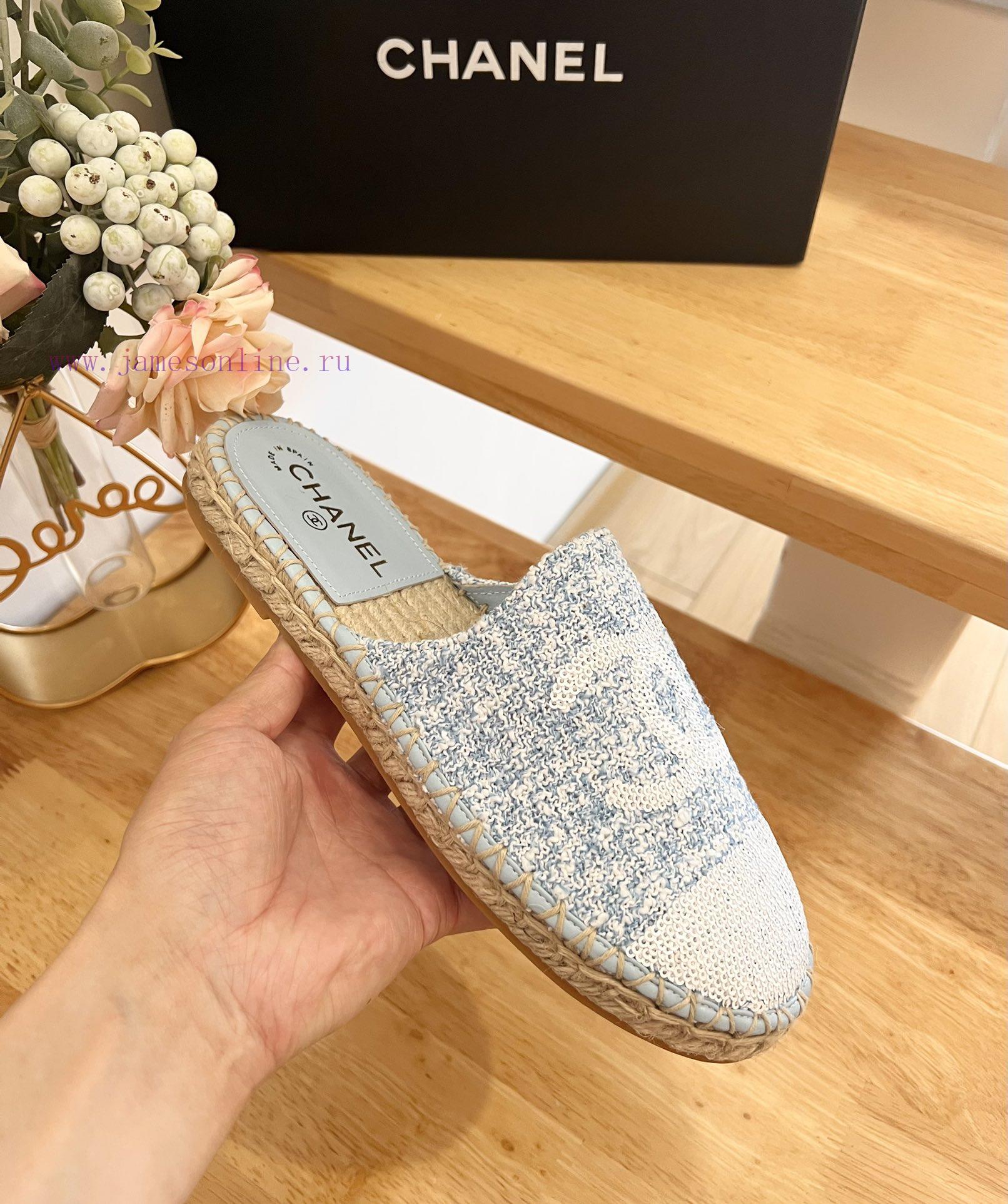 CHANEL 24ss New Double C Color Blocked Beads With Cotton Twill Soft Woven Slippers Fisherman's pc1j9erz - Image 7