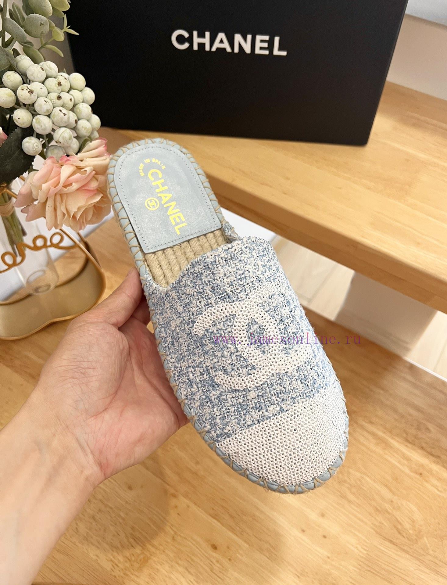 CHANEL 24ss New Double C Color Blocked Beads With Cotton Twill Soft Woven Slippers Fisherman's pc1j9erz - Image 8