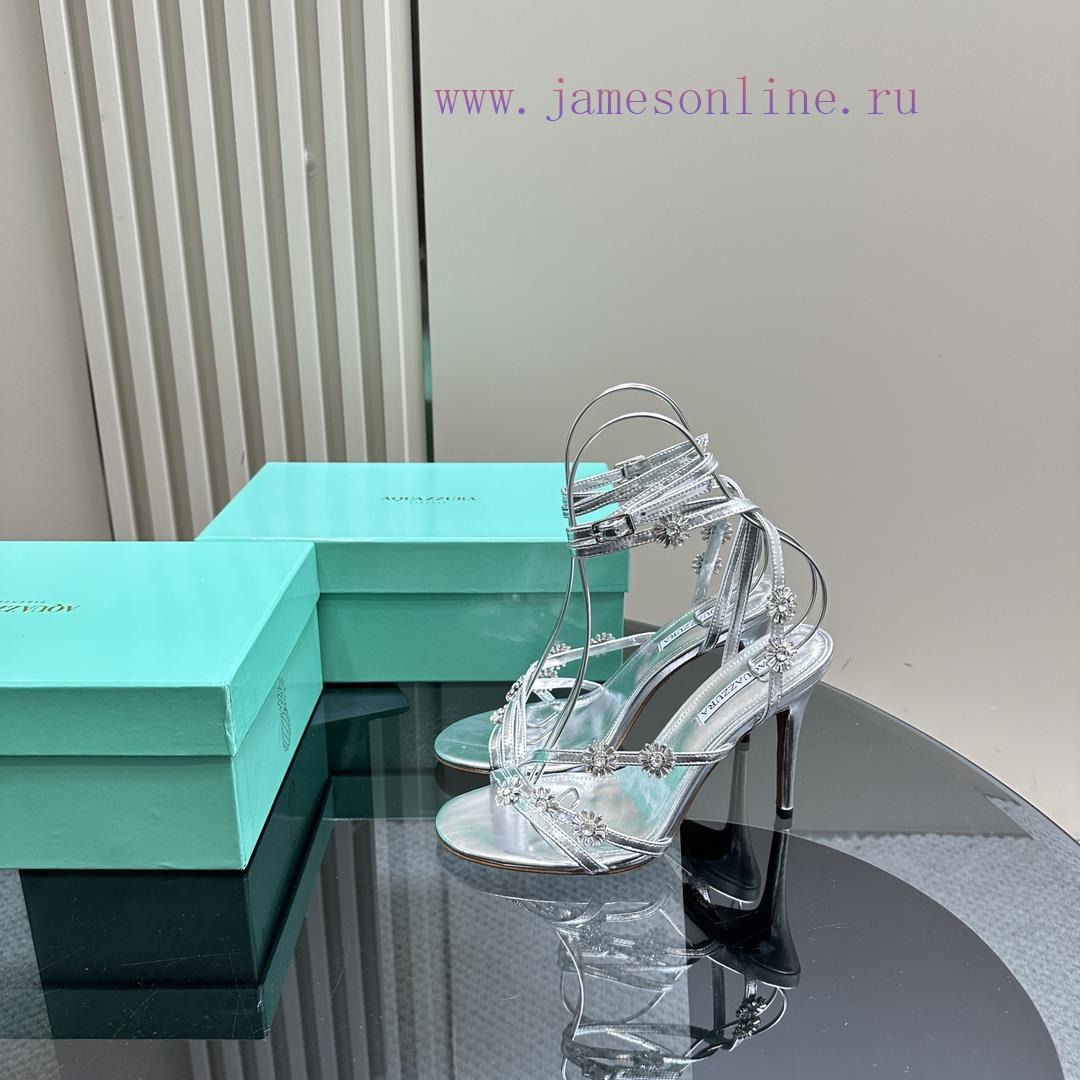 The MostAQUAZURA Big Pineapple Water Diamond Decorative High Heels2024 Summer Water Diamond Dec di5m9o9g