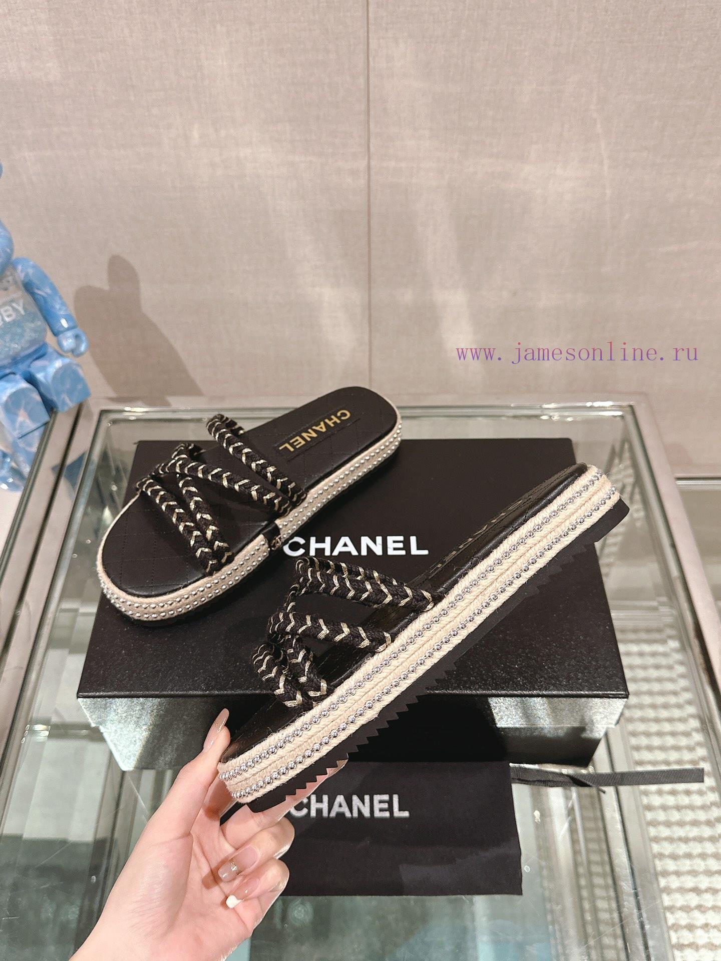 -24Ss New Chanel Cross Strap Grass Woven Hemp Rope SlippersA Pair Of Tasteful Slippers That Are 0c8hdw7j - Image 3