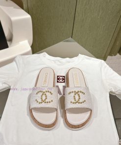 𝐂𝐡*𝐧𝐞𝐥  | ²⁰²4 𝐬𝐬  🤍🤎Summer Classic Logo Embroidered Slippers Original Development Double Layer tg7gazcl