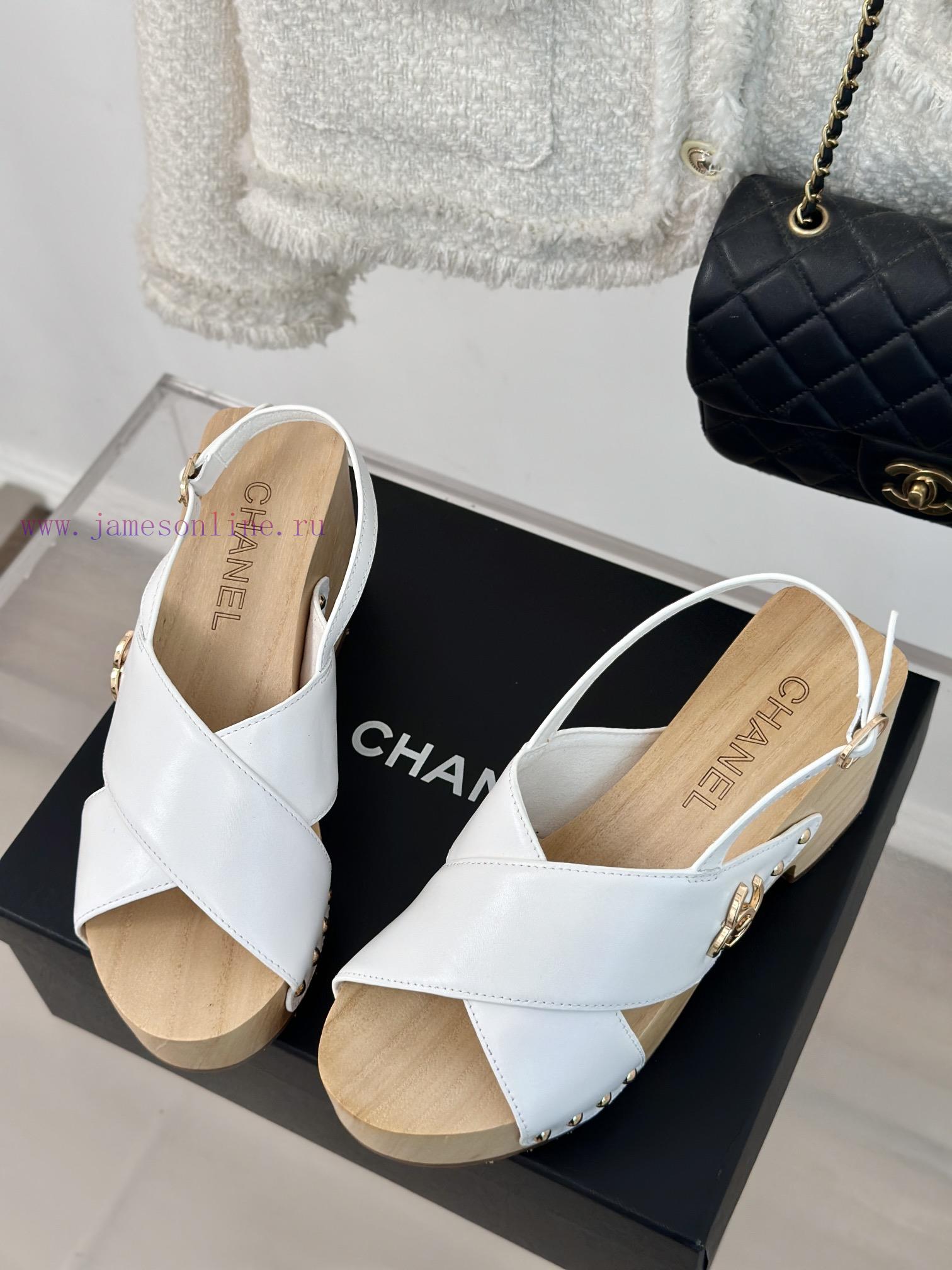 Chanel | Chanel 24P Spring/Summer New ProductsSolid Wood Double C Cross Strap Thick Soled Sanda 1yxtu4lk - Image 3