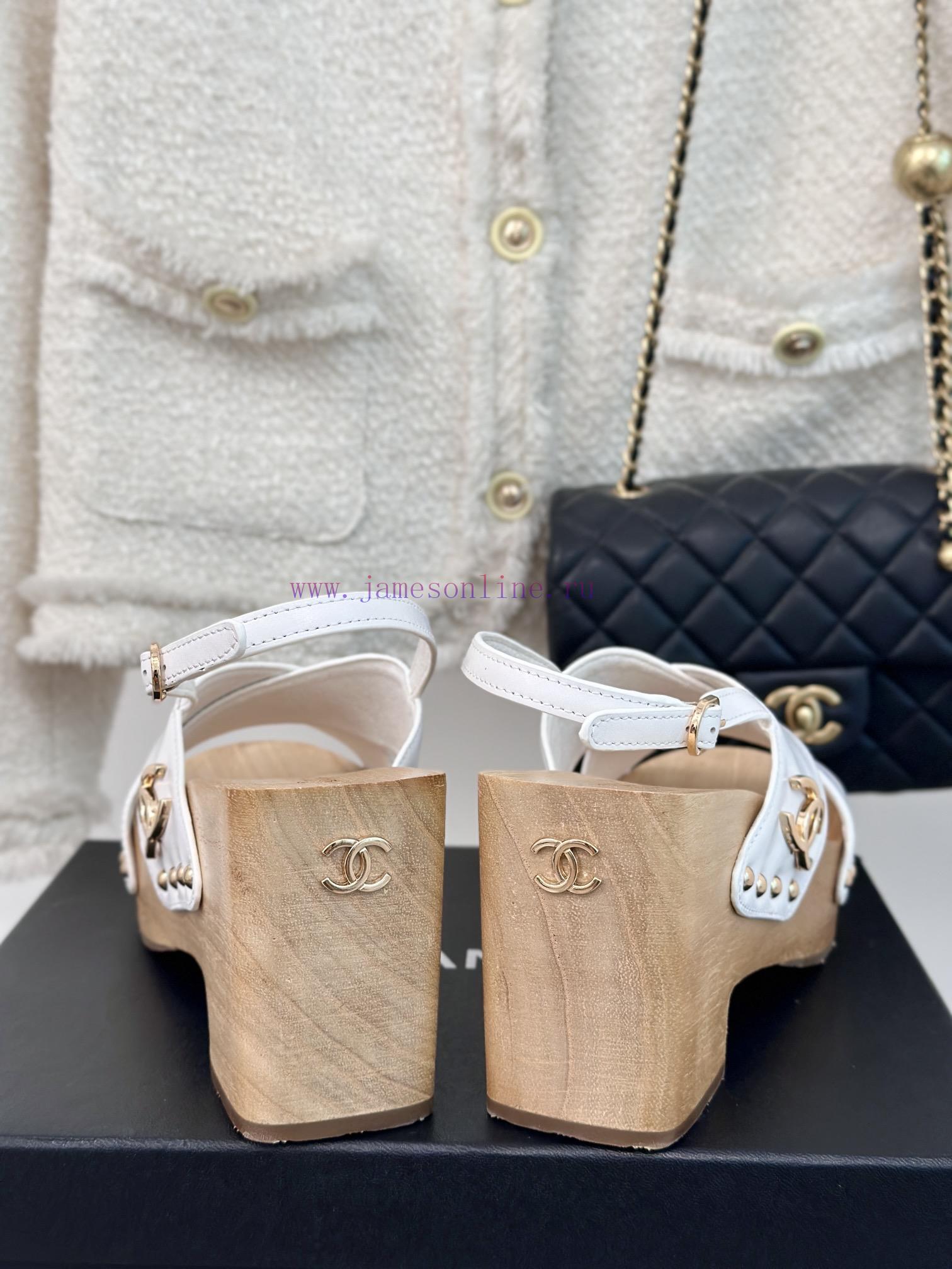 Chanel | Chanel 24P Spring/Summer New ProductsSolid Wood Double C Cross Strap Thick Soled Sanda 1yxtu4lk - Image 7