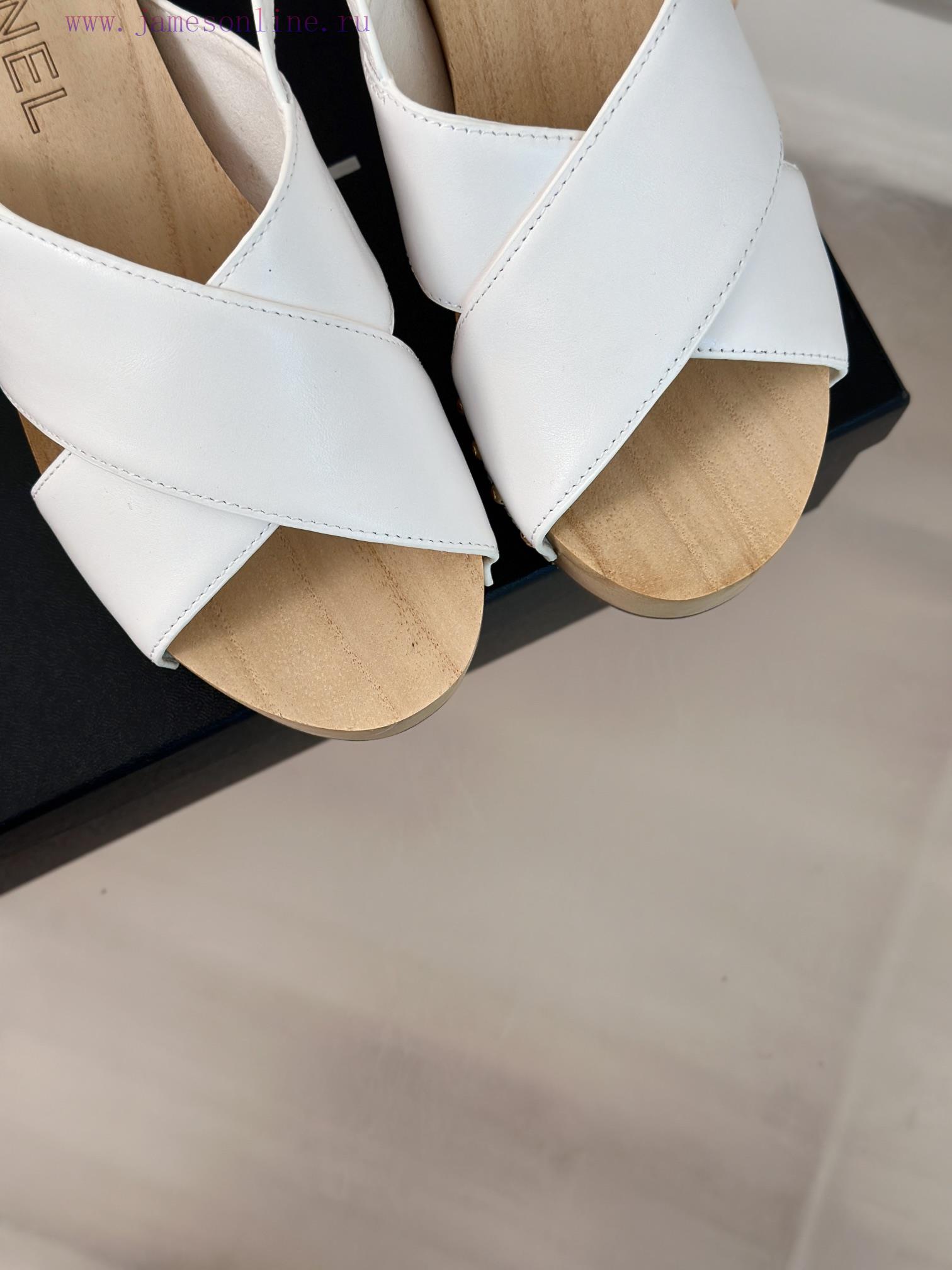 Chanel | Chanel 24P Spring/Summer New ProductsSolid Wood Double C Cross Strap Thick Soled Sanda 1yxtu4lk - Image 8