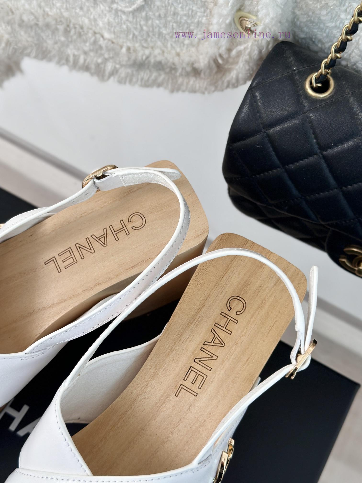 Chanel | Chanel 24P Spring/Summer New ProductsSolid Wood Double C Cross Strap Thick Soled Sanda 1yxtu4lk - Image 9