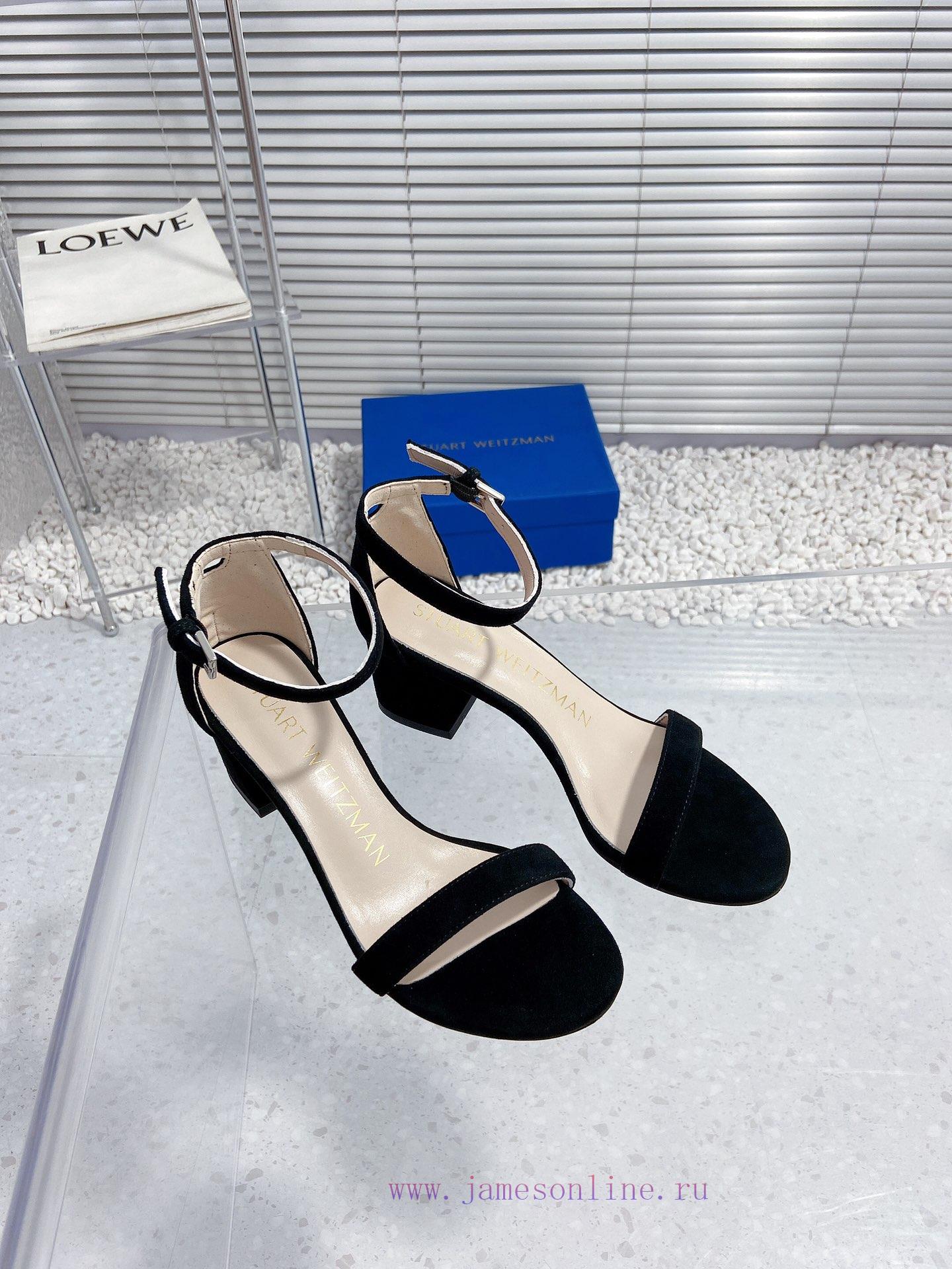 Stuart Weitzman's New SW Thick Heel SandalsShoe Upper Made Of Sheepskin And Inner Padding Made wx6zwnlx - Image 4