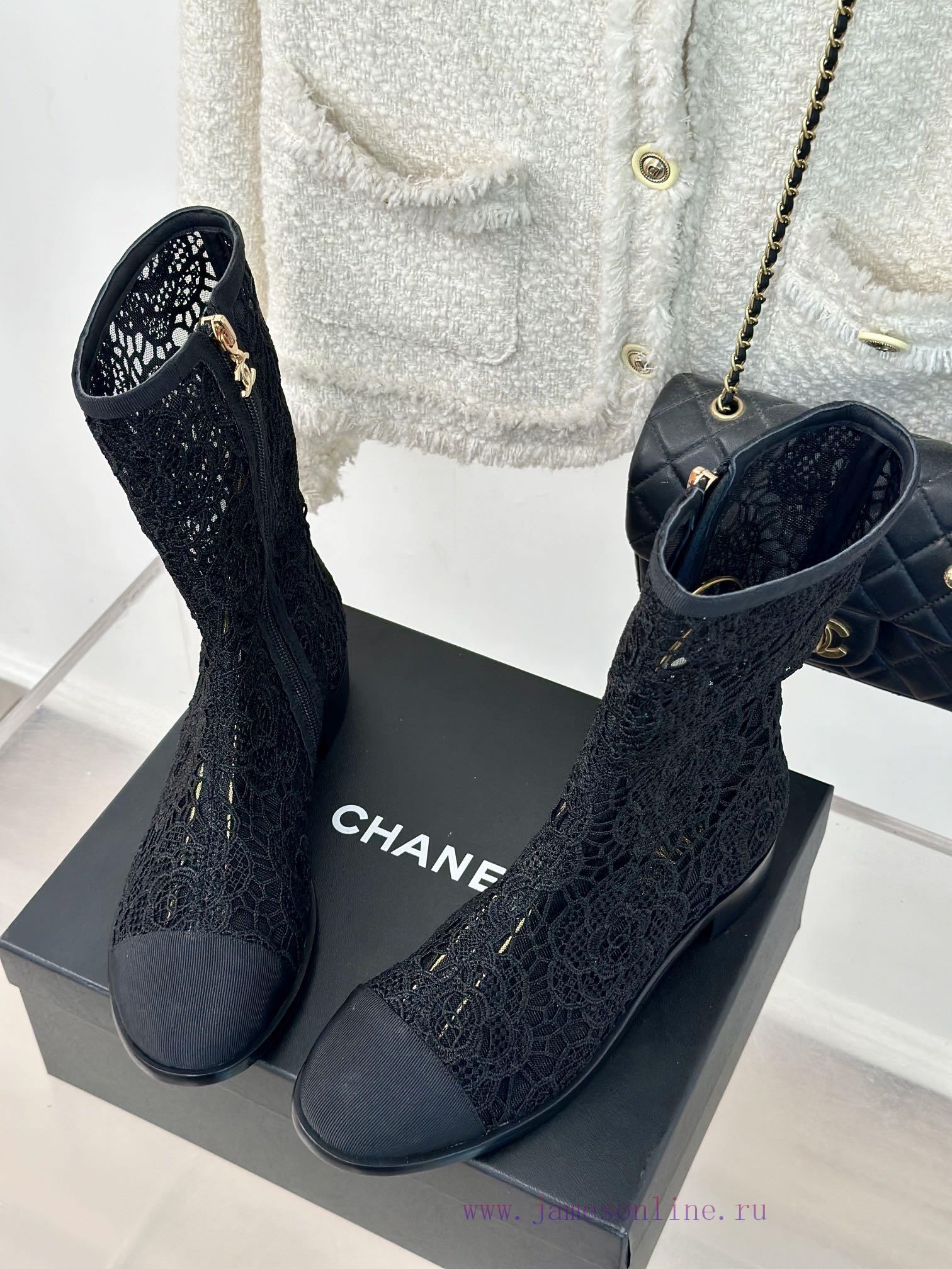 Chanel | Chanel 24P Spring/Summer New ProductsLace Series Double C Coarse Heel Short BootsThis 5ch9gkyq - Image 3
