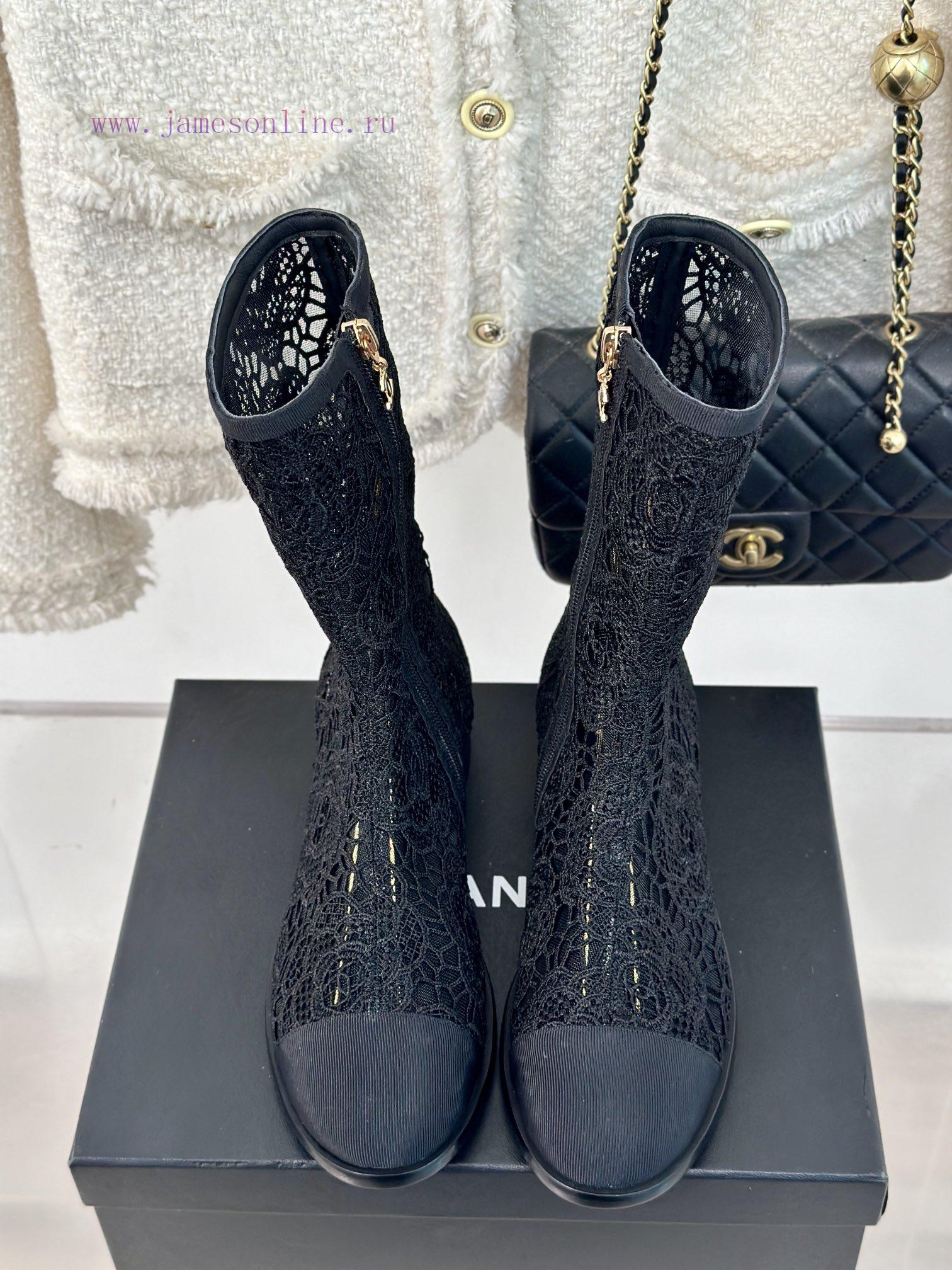 Chanel | Chanel 24P Spring/Summer New ProductsLace Series Double C Coarse Heel Short BootsThis 5ch9gkyq - Image 5