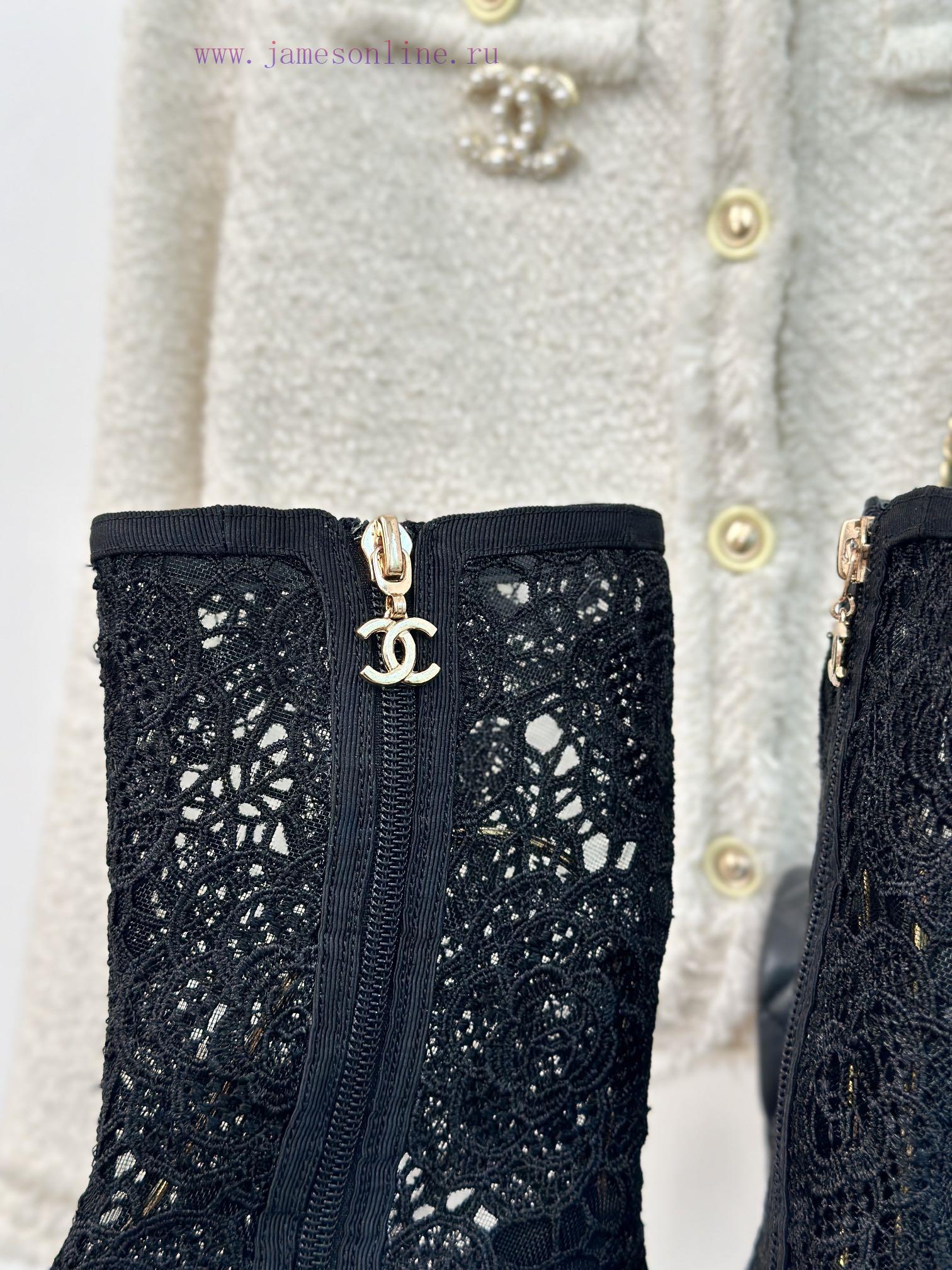 Chanel | Chanel 24P Spring/Summer New ProductsLace Series Double C Coarse Heel Short BootsThis 5ch9gkyq - Image 9