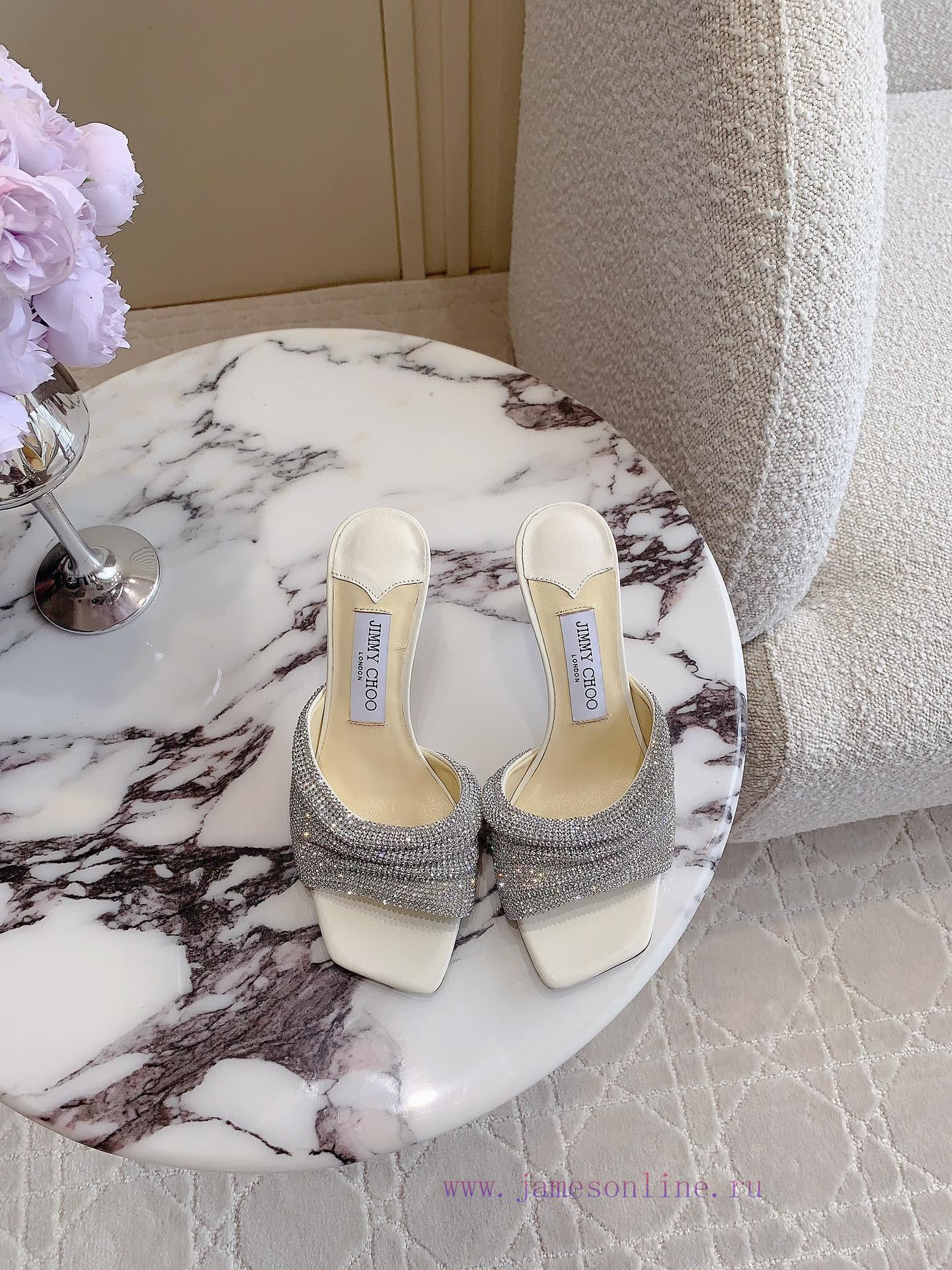 Jimm * Cho * New Super Sparkling Diamond High Heel Slippers ZP One To One Remake Exquisite Shin 9sfe51vp