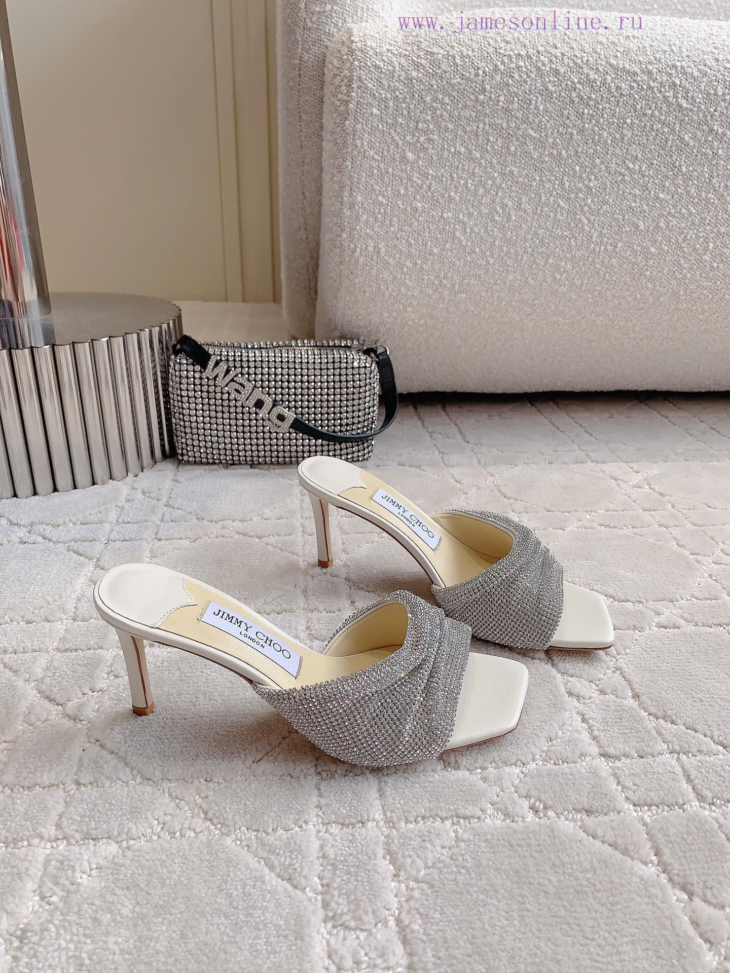 Jimm * Cho * New Super Sparkling Diamond High Heel Slippers ZP One To One Remake Exquisite Shin 9sfe51vp - Image 5