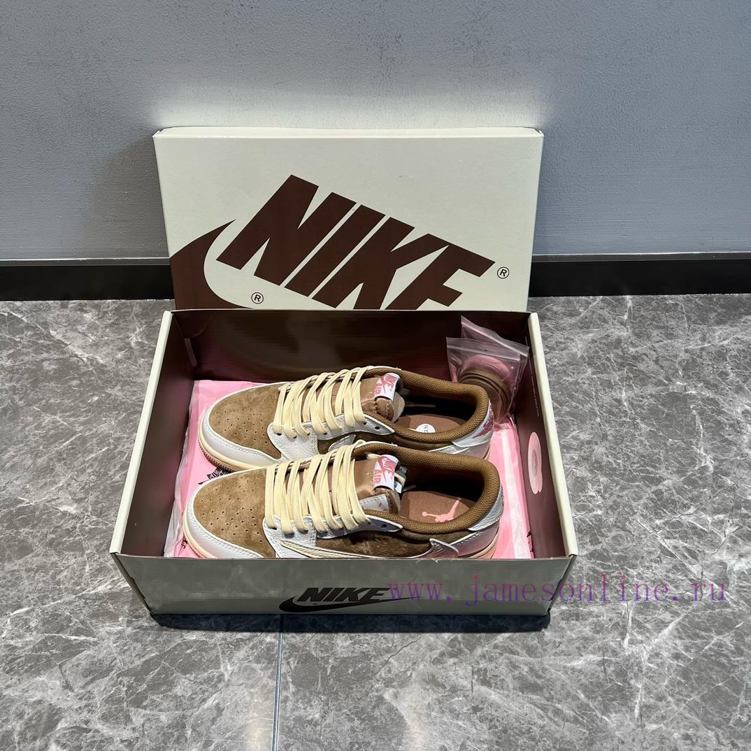 Travis Scott X Jordan Air Jordan 1 Low Low Cut White Brown Powder ️ Simple And Elegant Design G ihc3i920 - Image 4