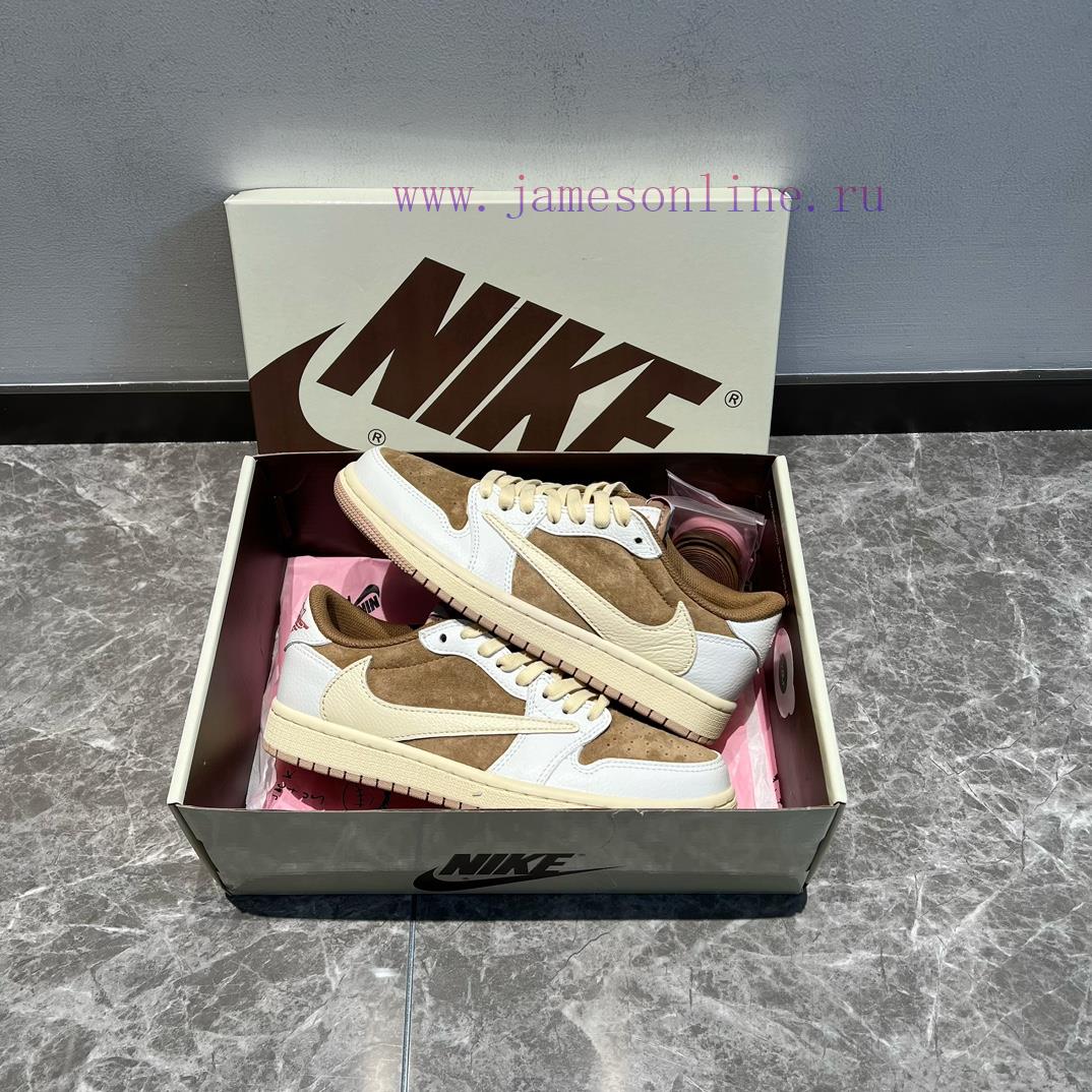 Travis Scott X Jordan Air Jordan 1 Low Low Cut White Brown Powder ️ Simple And Elegant Design G ihc3i920 - Image 7