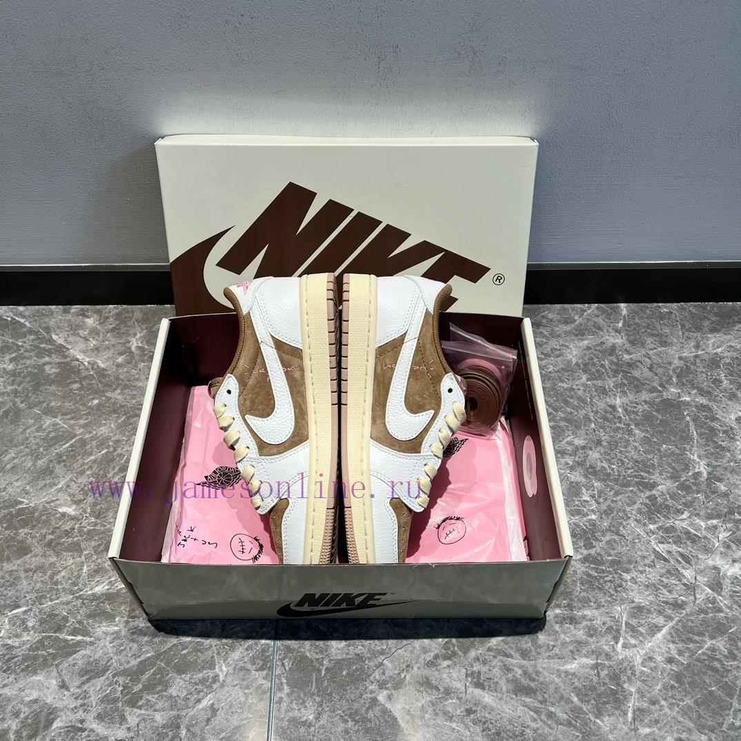 Travis Scott X Jordan Air Jordan 1 Low Low Cut White Brown Powder ️ Simple And Elegant Design G ihc3i920 - Image 8