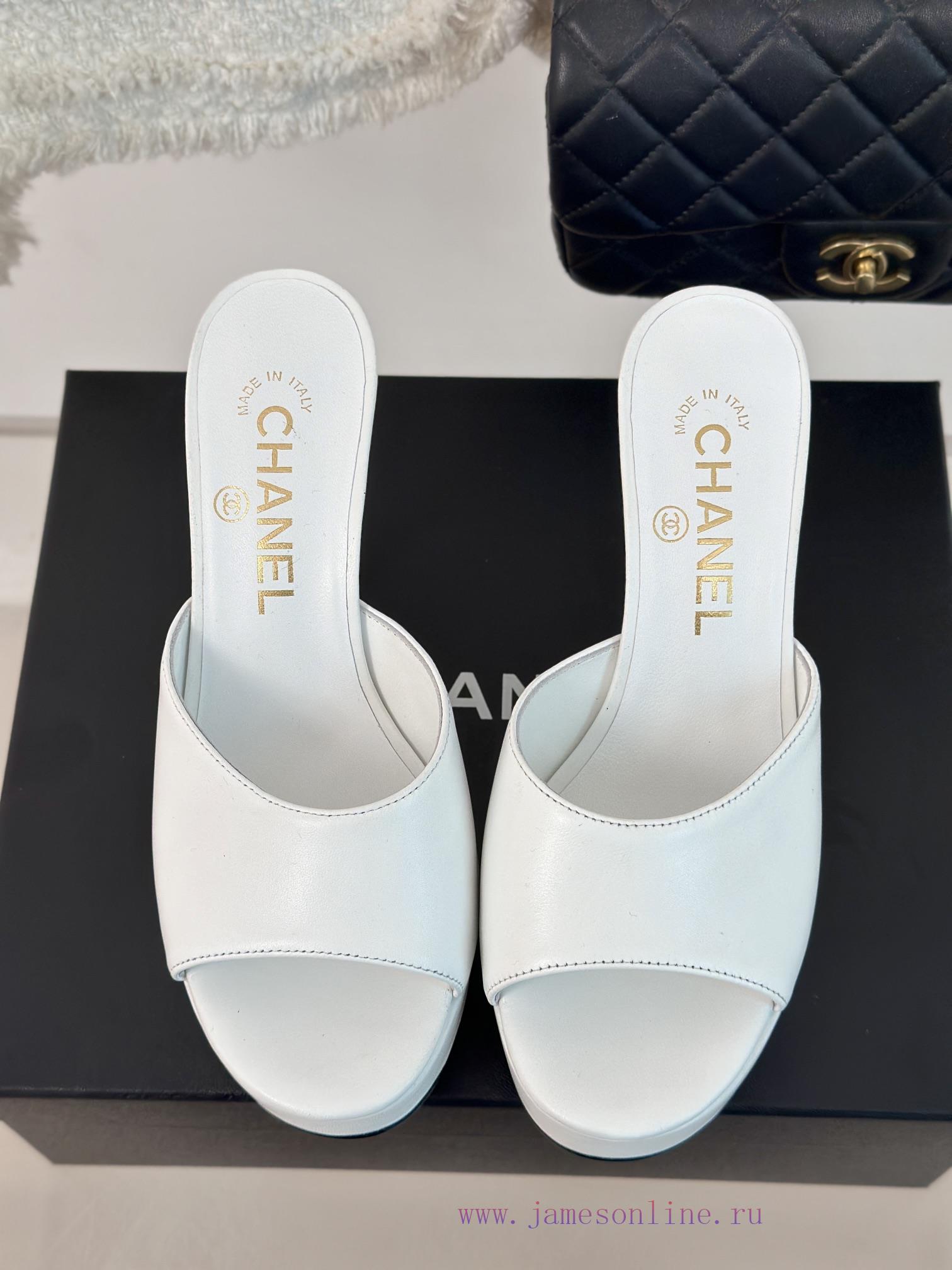 Chanel | Chanel 24P New Product ShowWaterproof Platform Double C High-heeled SlippersParis Fash xqu923jd - Image 5
