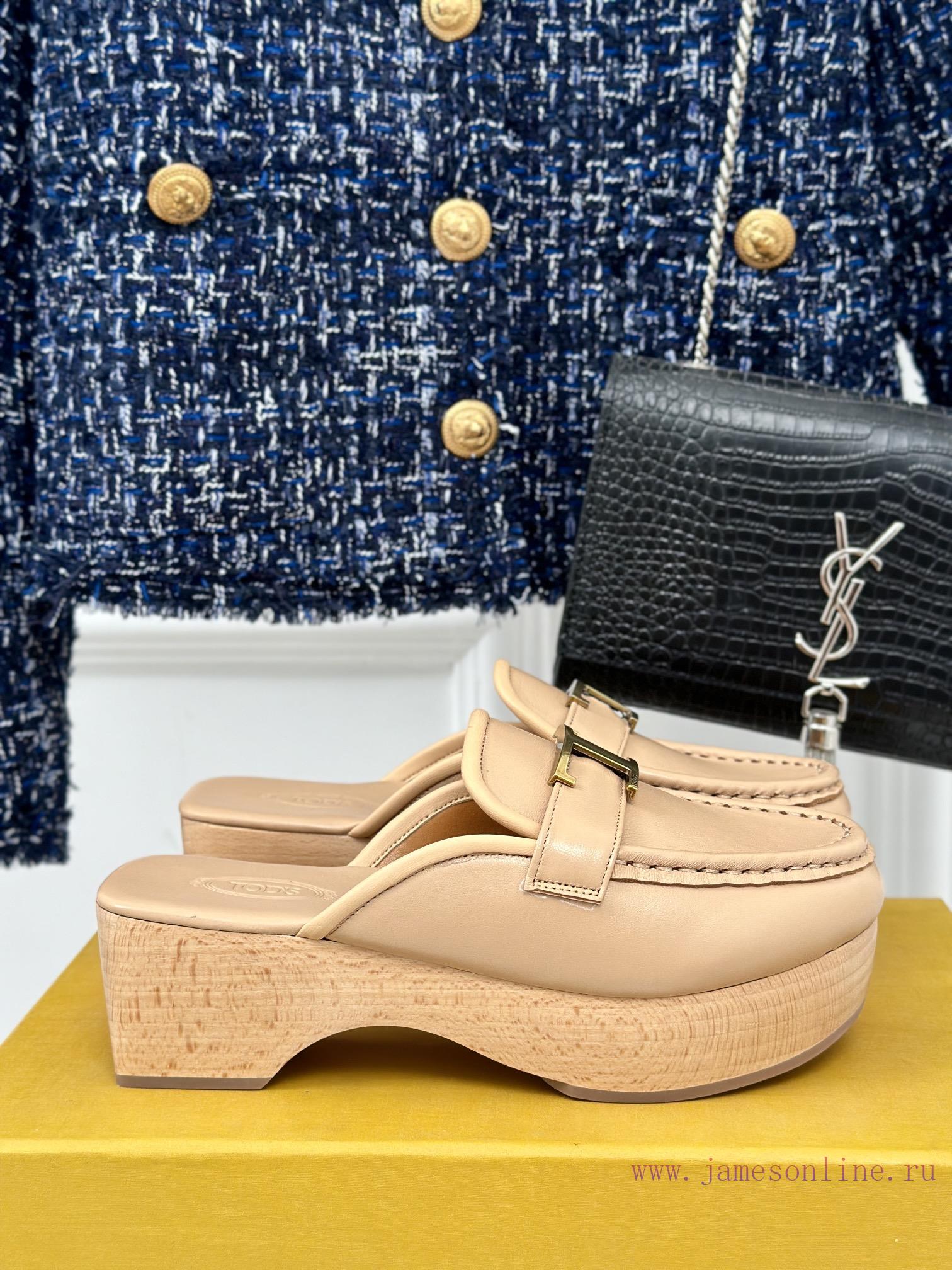 TOD's Classic Explosive Thick Bottom Metal BuckleHalf Drag SeriesOriginal Customized Calf Leath tll0f4xa