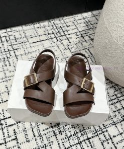 Couple StyleLOEWE 24/Spring/Summer New Cross Leather Wrap Boken Shoes Beach Shoes Cool Slippers 7mevdx5v
