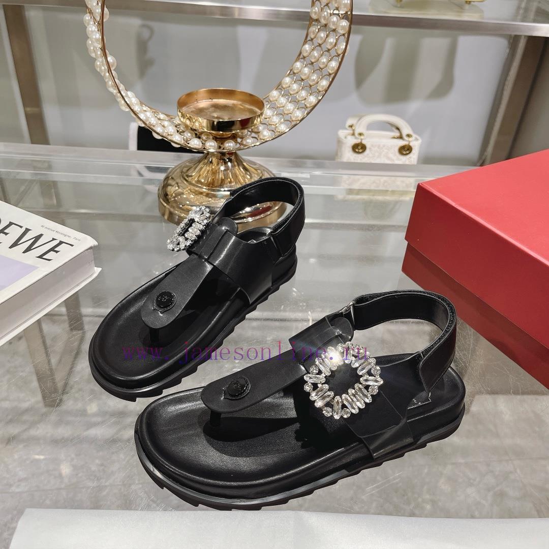 New Flat Bottom Herringbone Sandals With Clipped ToesFeaturing Adjustable Buckle Straps Embelli scr0q879 - Image 5