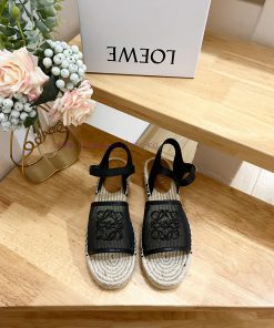 Brand LoeweLOEWE Thick Soled Mesh Slippers Fishing Shoes For Women Canvas And Cowhide LeatherAn w31frdkn