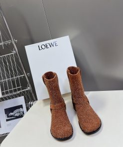 LOEWE 24ss Autumn And Winter New Style Square Heel Thick Soled Women's Boots Foot Pedaling Elas i9ksv7ky