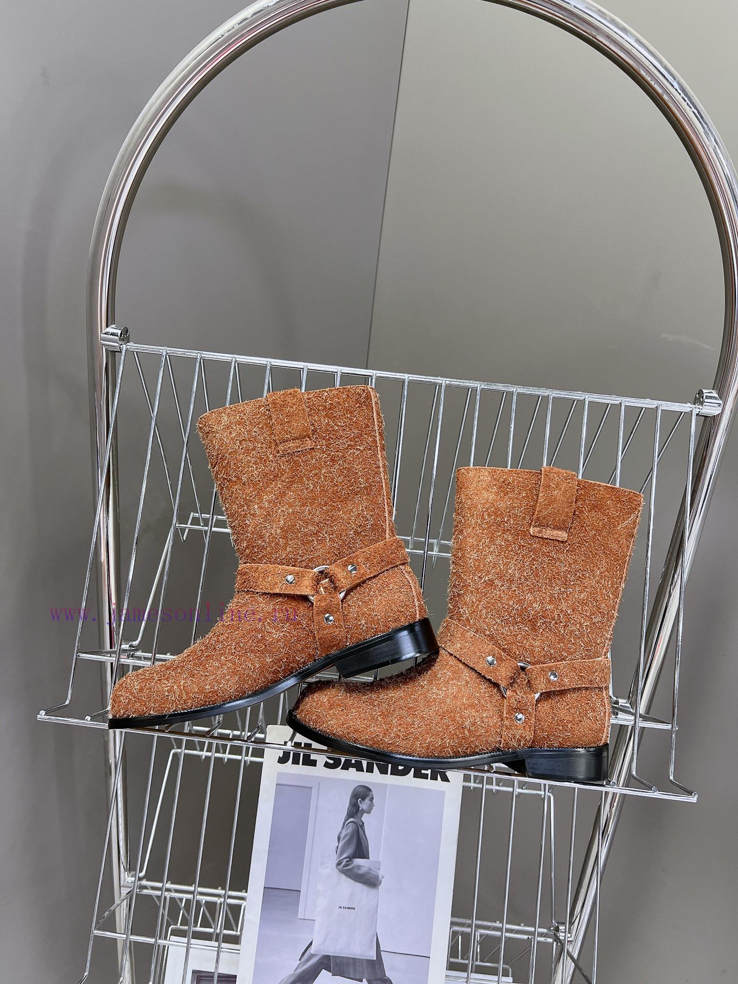 LOEWE 24ss Autumn And Winter New Style Square Heel Thick Soled Women's Boots Foot Pedaling Elas i9ksv7ky - Image 4