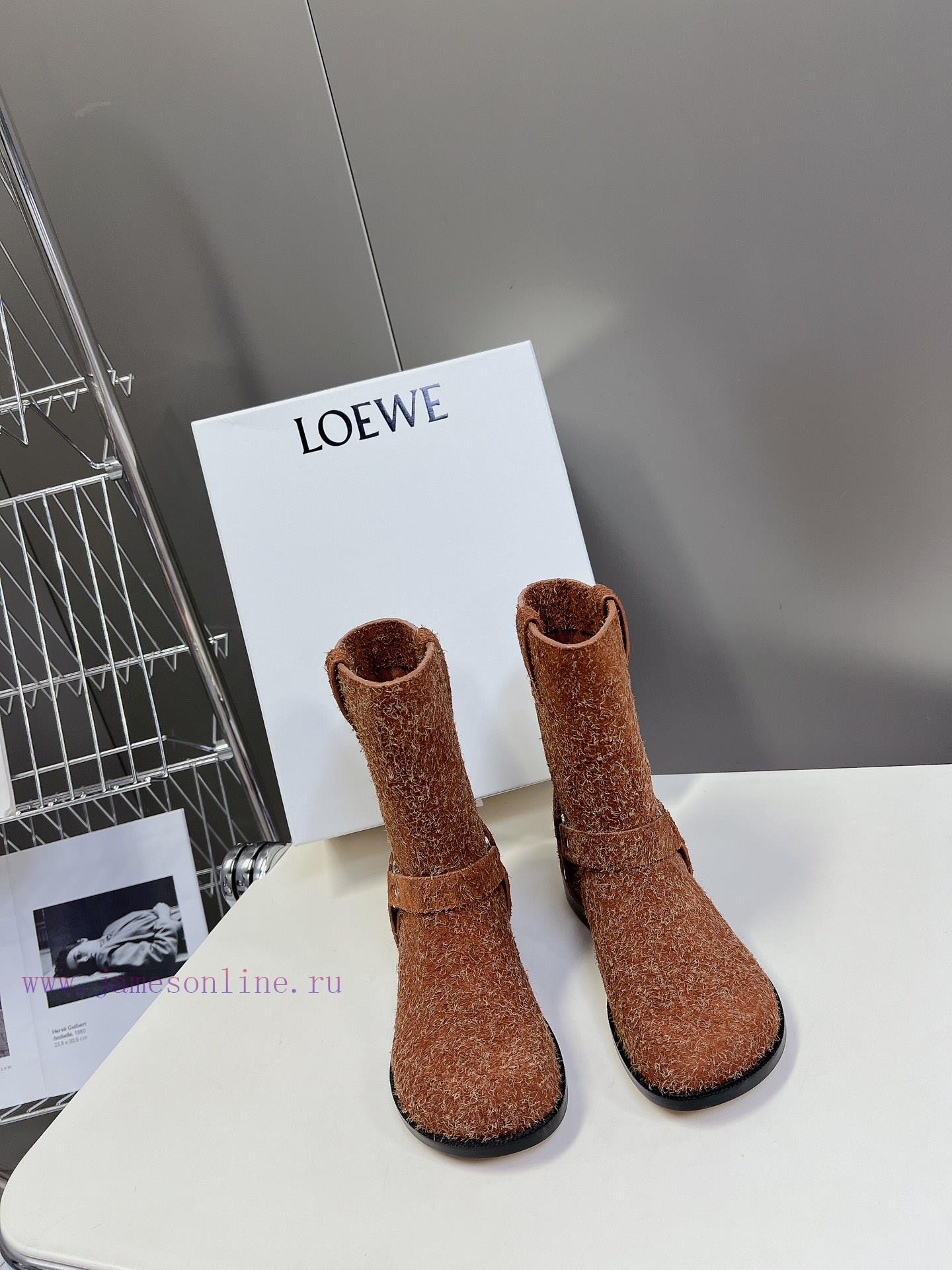 LOEWE 24ss Autumn And Winter New Style Square Heel Thick Soled Women's Boots Foot Pedaling Elas i9ksv7ky - Image 6