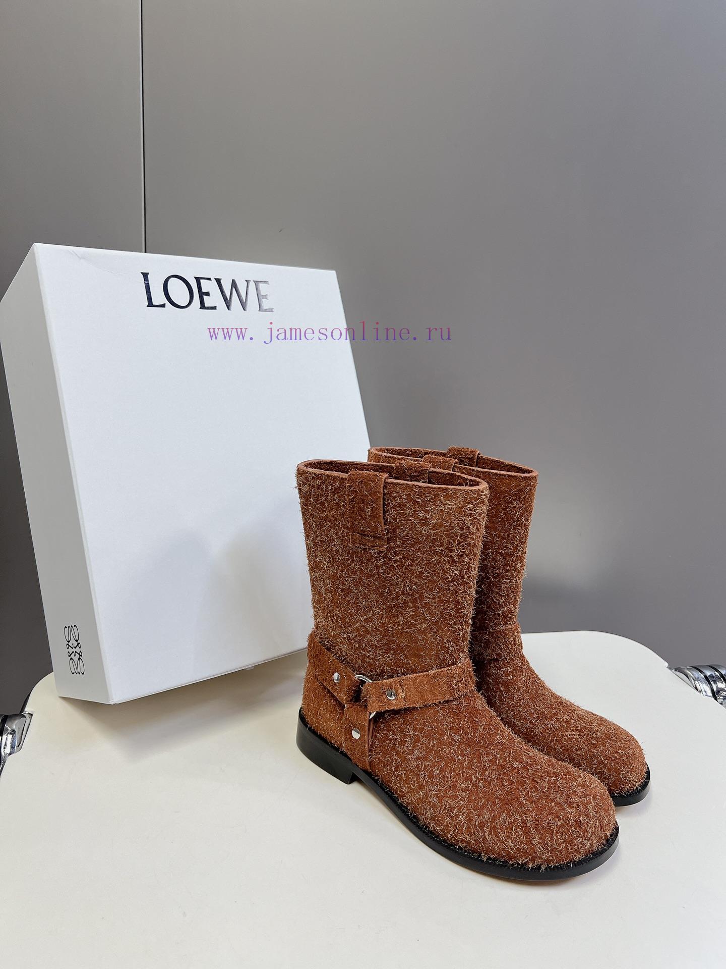 LOEWE 24ss Autumn And Winter New Style Square Heel Thick Soled Women's Boots Foot Pedaling Elas i9ksv7ky - Image 7