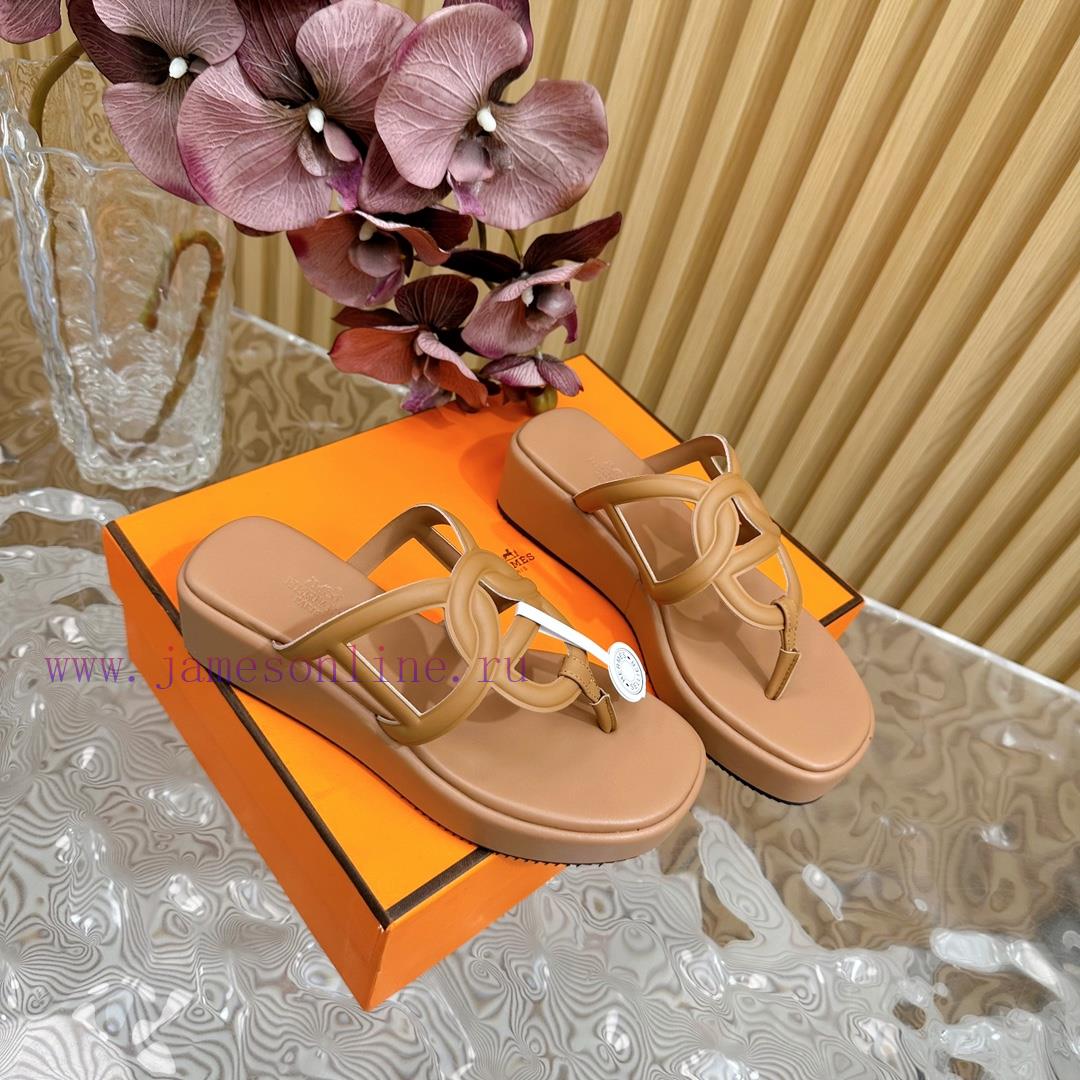 Top Notch Heel Hemers 2024 SS Hermes Early Spring New Clip On Thick Soled Slippers With Genuine nzvoqukm